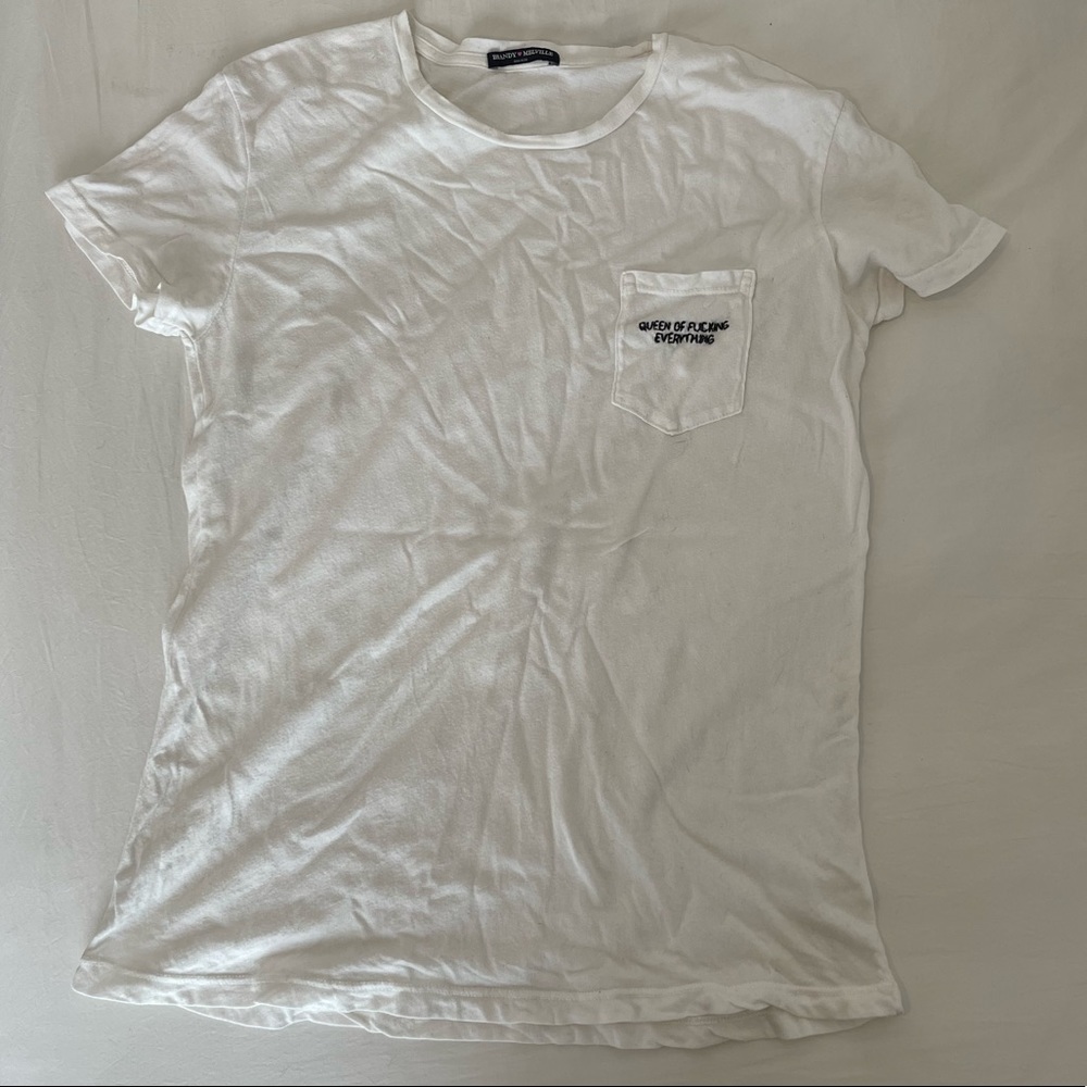 Brandy Melville White “Queen of F*cking Everything” Tee